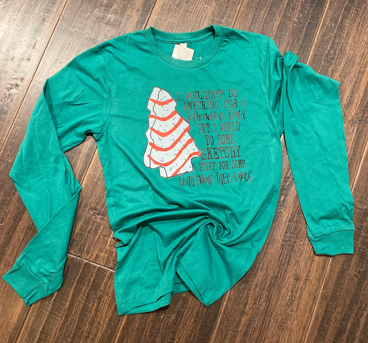 Christmas Tree Cake Green Long Sleeve Tee