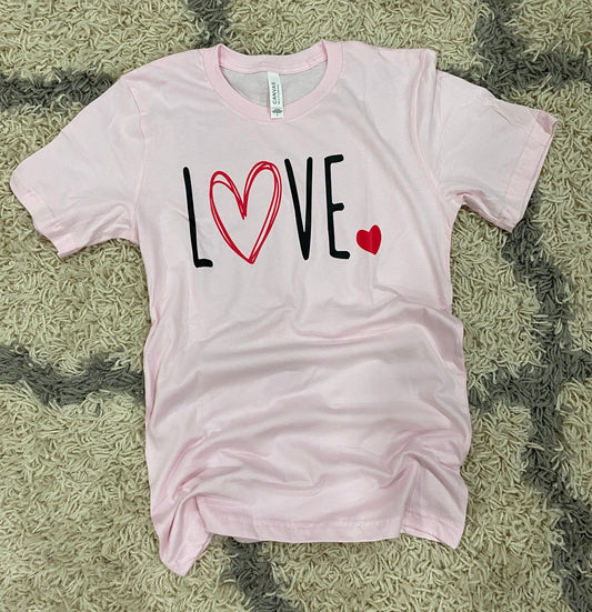 Valentine Love Graphic Tee in Pink