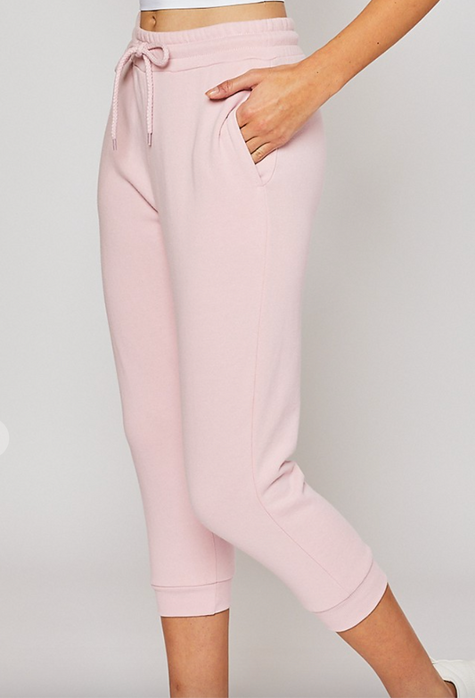 Fleece Capri Joggers in Pink