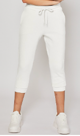 Fleece Capri Joggers in White