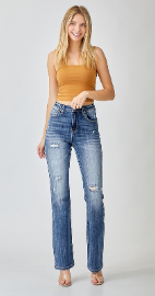 Vintage Washed Long Straight Leg Jeans