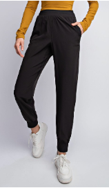 Oxford St Woven Dance Studio Mid Rise Joggers in Black