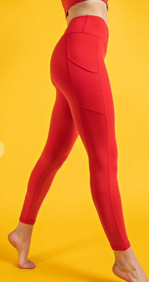 Butter Yoga Pants With Side Pockets in True Red